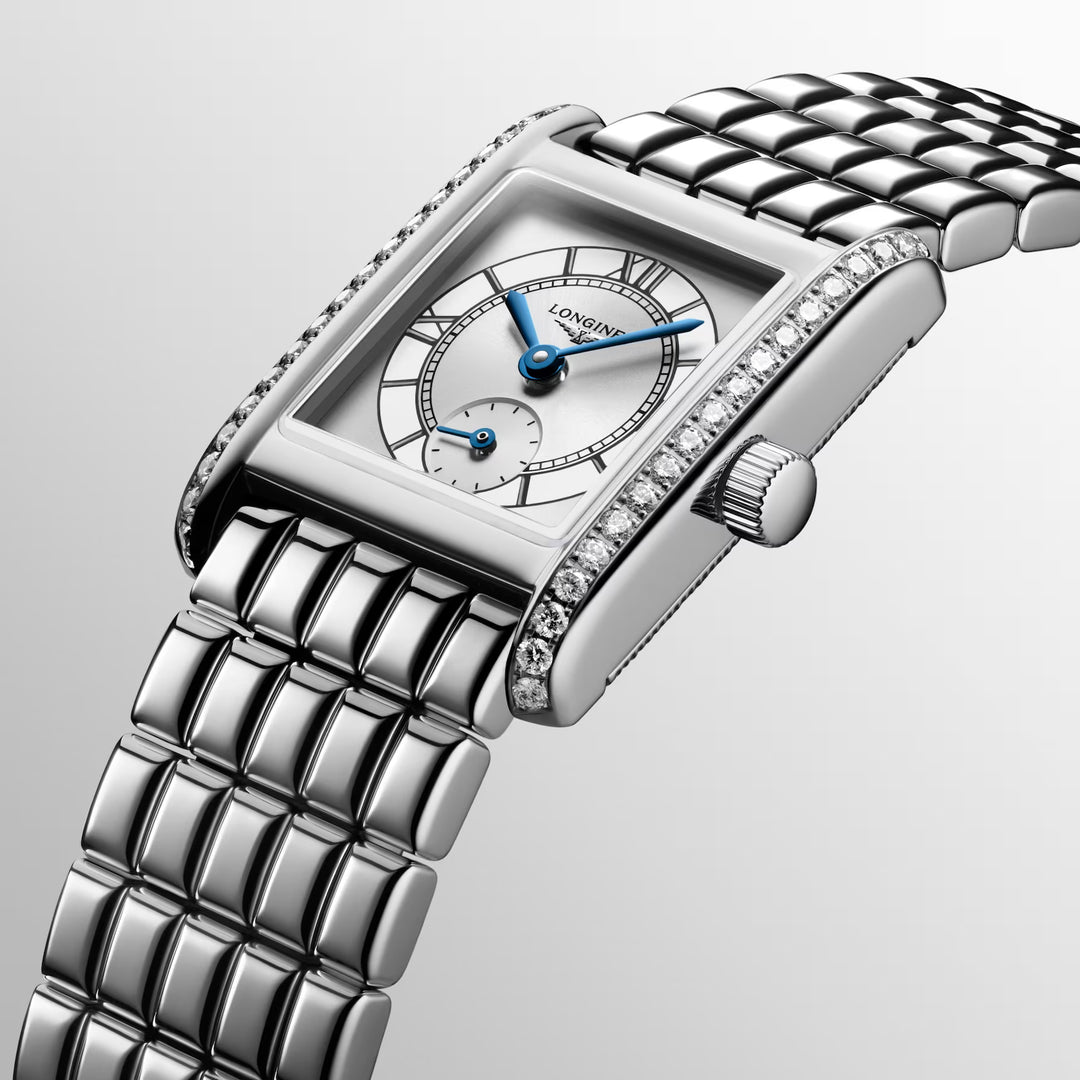 Longines Mini Dolcevita Watch 21,5x29 mm Silver Diamonds Quartz Steel L5.200.0.75.6