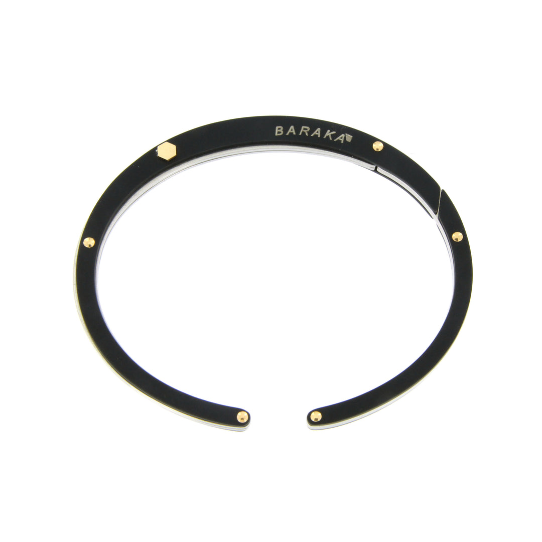 Barakà bracciale rigido oro rosa 18kt acciaio finitura PVD nero BR21117