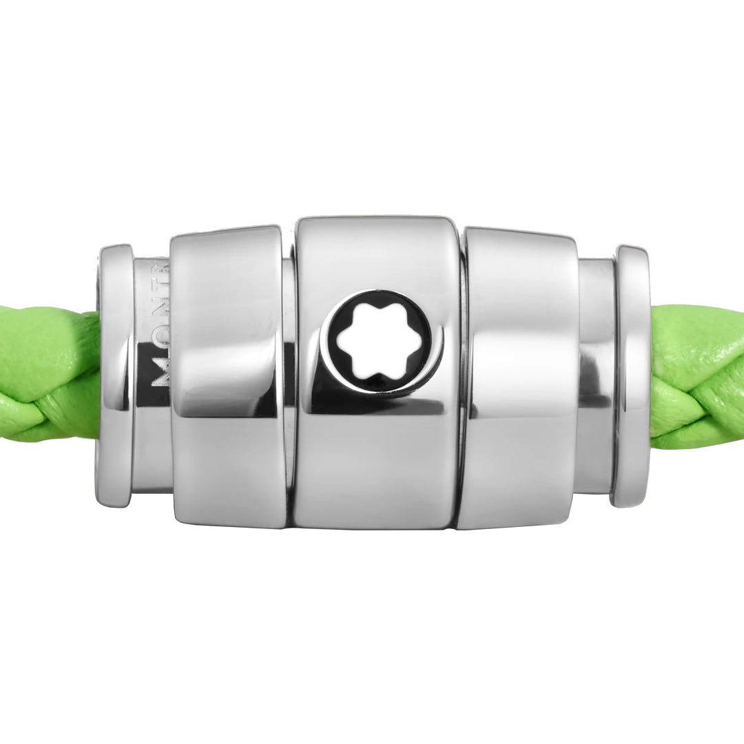 Montblanc 3-Ring-Armband aus Stahl und Meisterstück Lime-Leder, Größe M 13429263