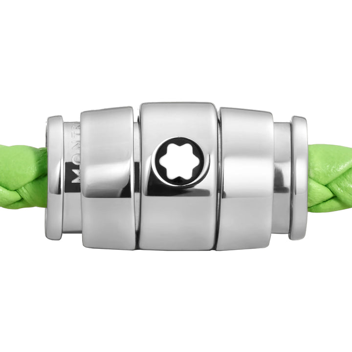 Montblanc 3-Ring-Armband aus Stahl und Meisterstück Lime-Leder, Größe M 13429263