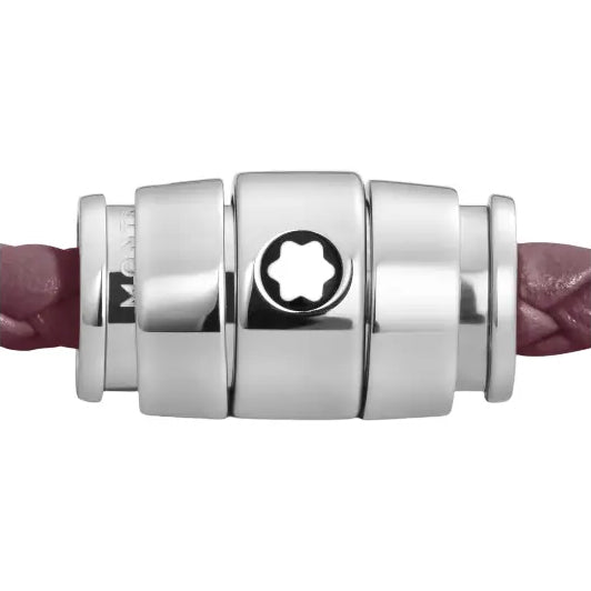 Montblanc 3-Ring-Armband aus Stahl und Leder Meisterstück Cassis Größe M 13431363