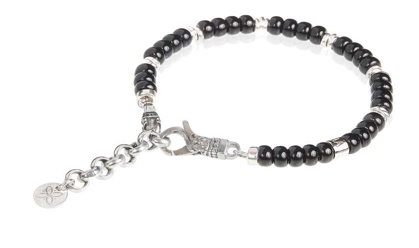 Gerba bracciale con chiusura a moschettone, murrine e arg925 MOSCH06