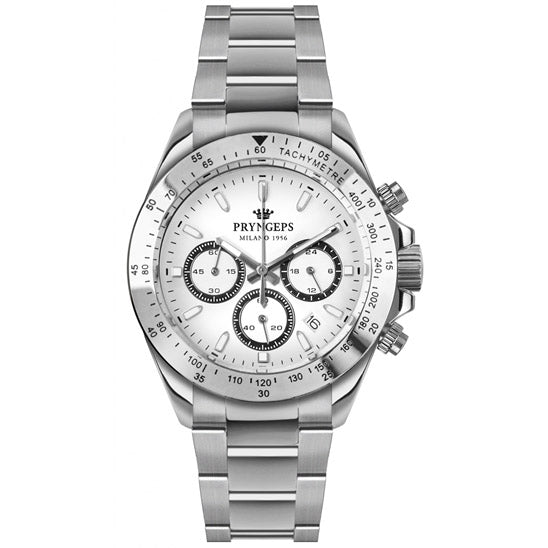 Pryngeps Erre X Herren-Chronouhr, 40 mm, weißer Quarzstahl CR623-1 BI