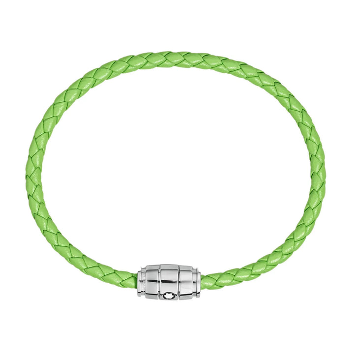 Montblanc 3-Ring-Armband aus Stahl und Meisterstück Lime-Leder, Größe L 13429268