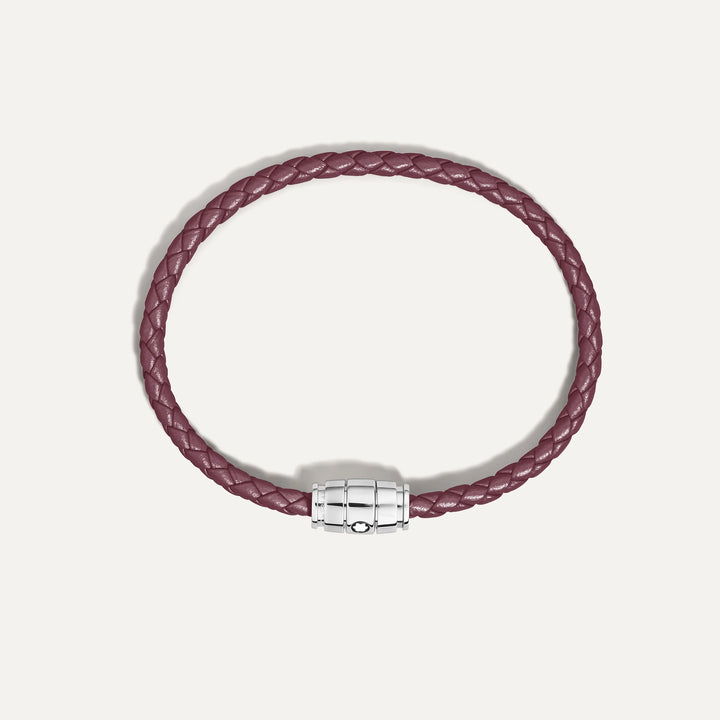 Montblanc bracciale in acciaio a 3 anelli e pelle Meisterstück Cassis misura S 13431360