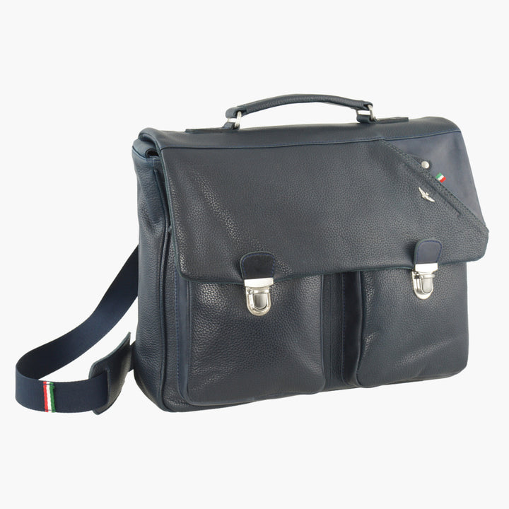 Aeronautica Military Cartera de cuero porta PC DIAGONAL AM314-BL