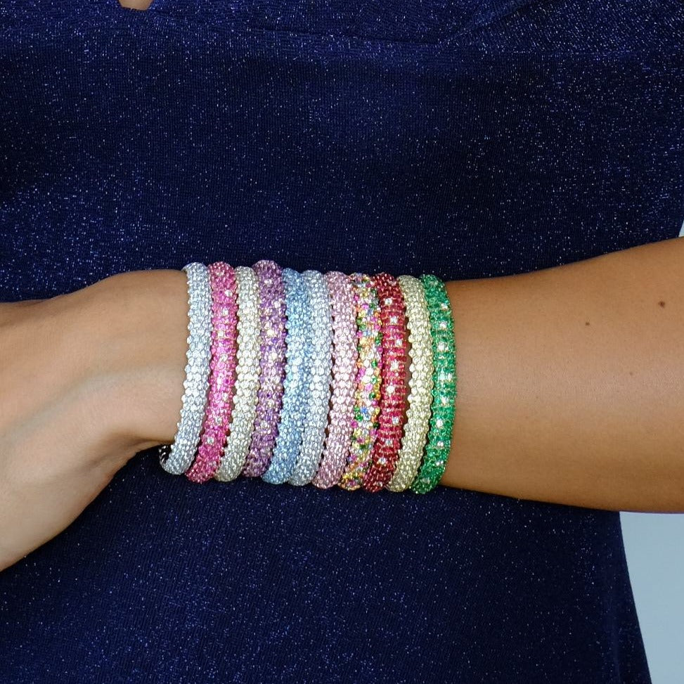 Zydo-Armband aus Roségold mit Amethyst, gewölbt, elastisch, 60862