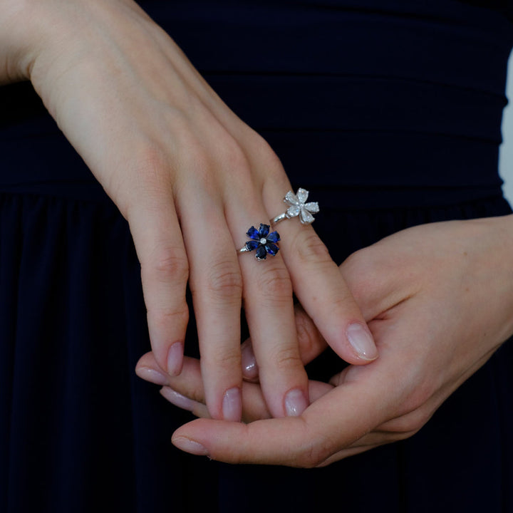 Zydo-Ring mit Diamantblume und roségoldfarbenen Edelsteinen 62221