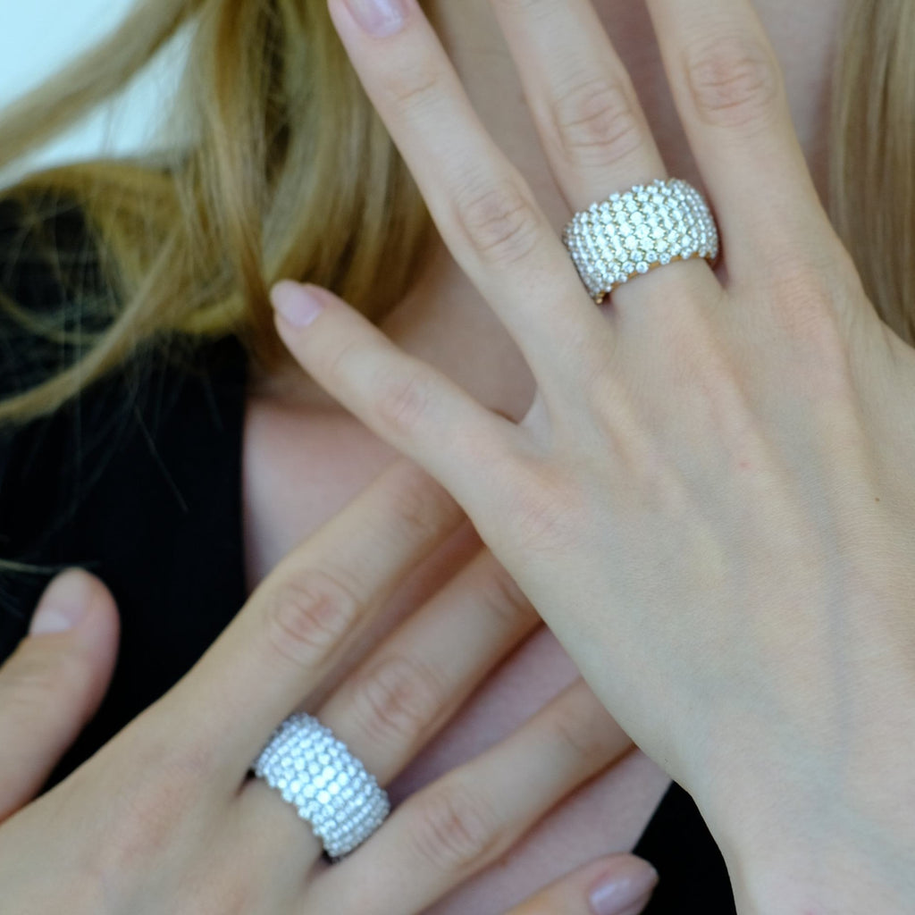 Zydo-Diamant-Kuppel-breiter elastischer Ring aus Roségold 46958