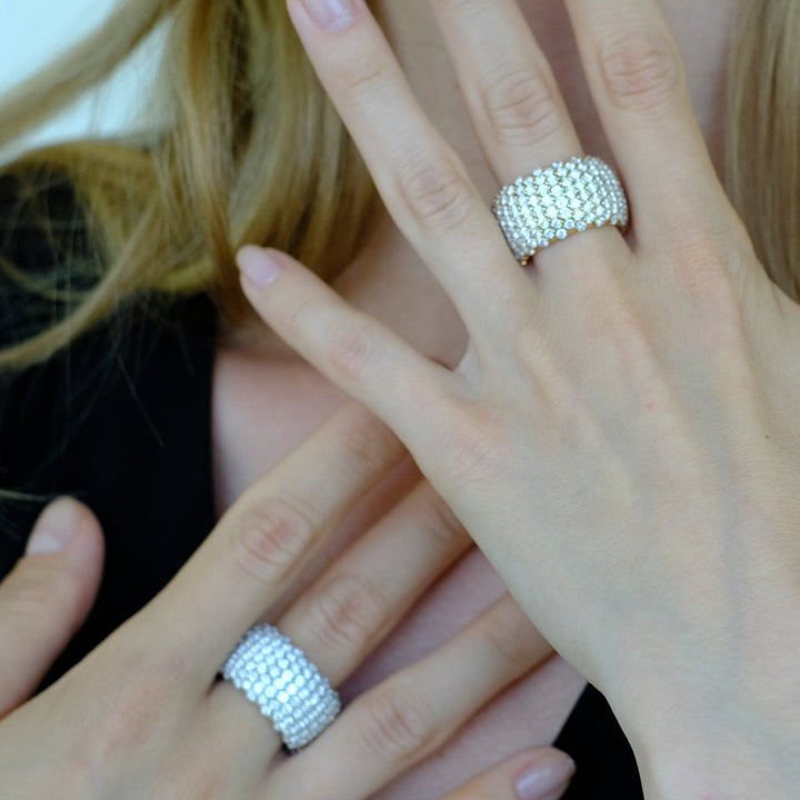 Zydo-Diamant-Kuppel-breiter elastischer Ring aus Roségold 46958