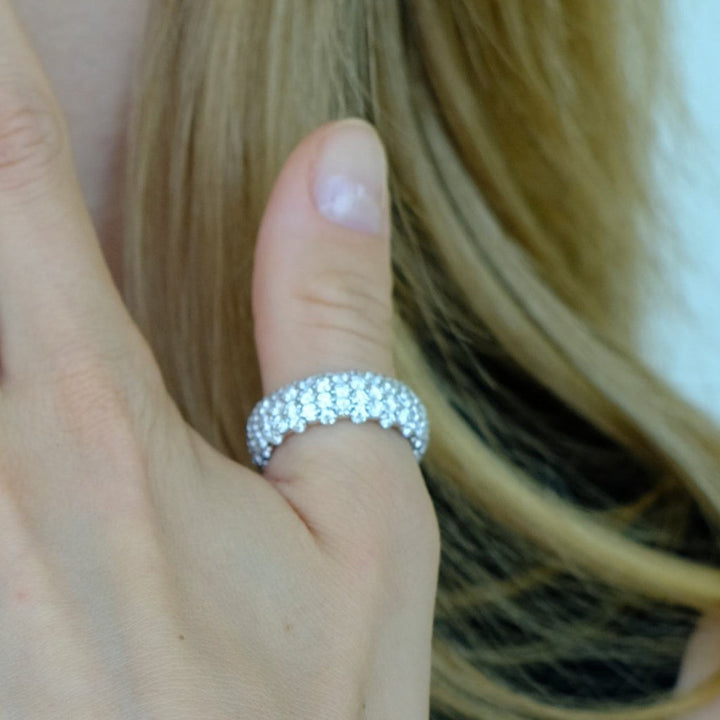 Zydo kleiner elastischer Ring mit Diamantkuppel Weißgold 61528