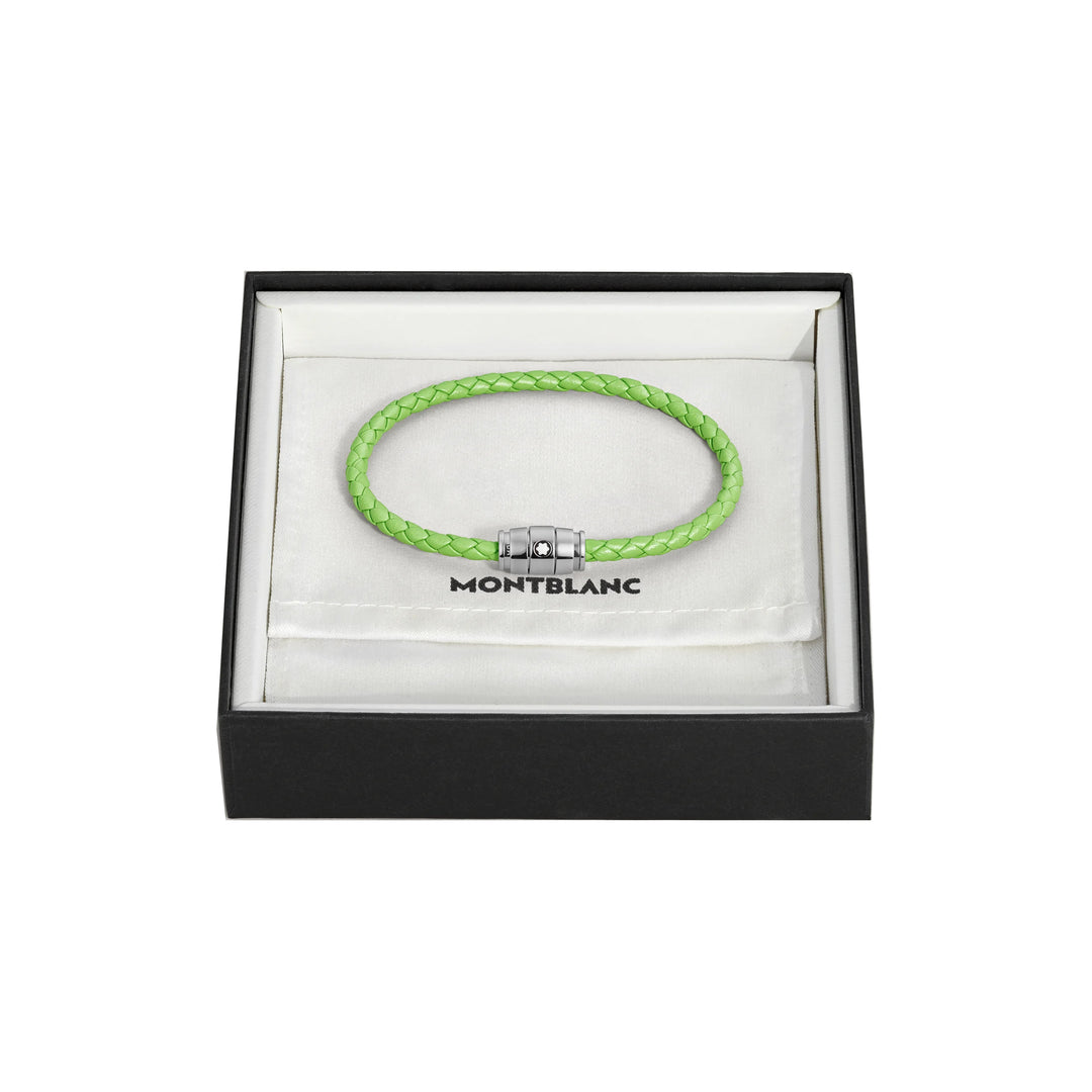 Montblanc 3-Ring-Armband aus Stahl und Meisterstück Lime-Leder, Größe M 13429263