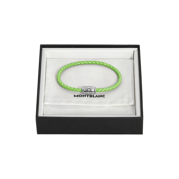 Montblanc 3-Ring-Armband aus Stahl und Meisterstück Lime-Leder, Größe M 13429263