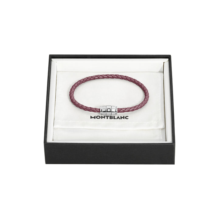 Montblanc 3-Ring-Armband aus Stahl und Leder Meisterstück Cassis Größe M 13431363