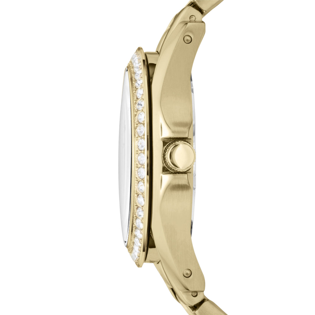 Fosilní multifunkční hodinky Riley 38mm Champagne Quartz Steel povrch PVD Gold Gold ES3203