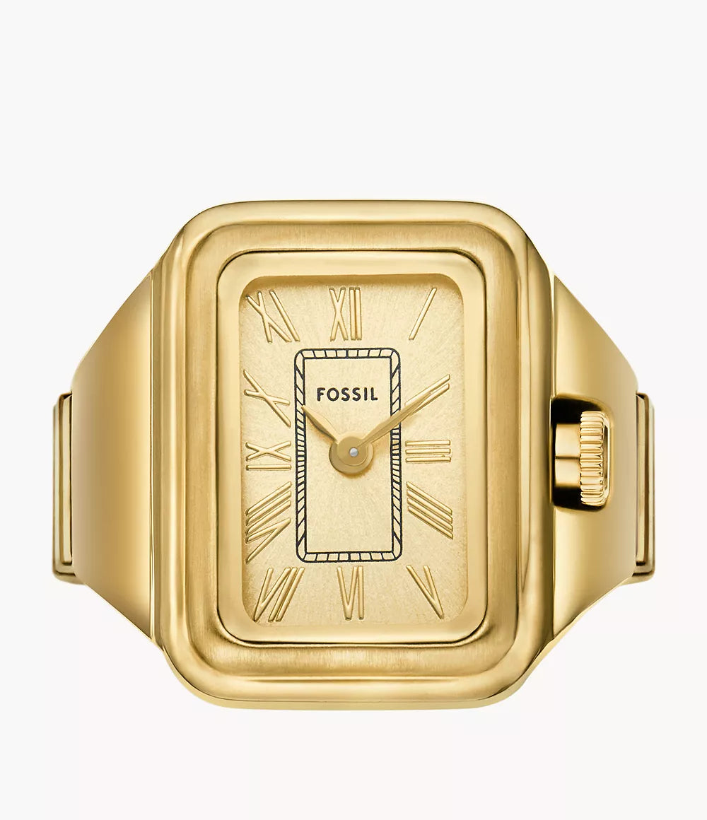 Pierścień zegara kopalnego Raquel 14 mm złoty kwarc stalowy wykończenie Pvd Gold ES5343