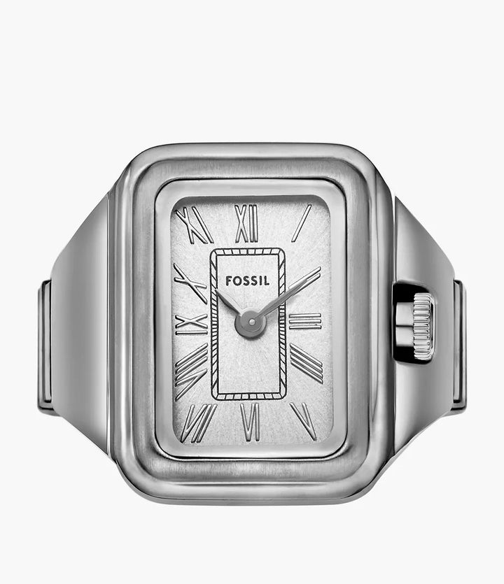 Fosilní hodinový prsten Raquel 14mm Silver Quartz Steel ES5344