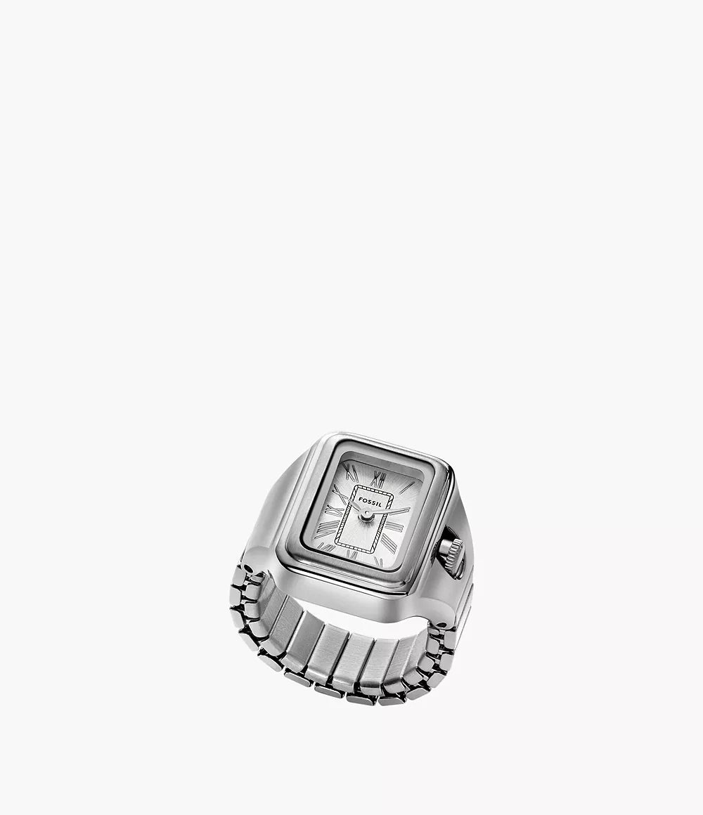 Pierścień zegara kopalnego Raquel 14 mm Srebrny kwarc stalowy ES5344