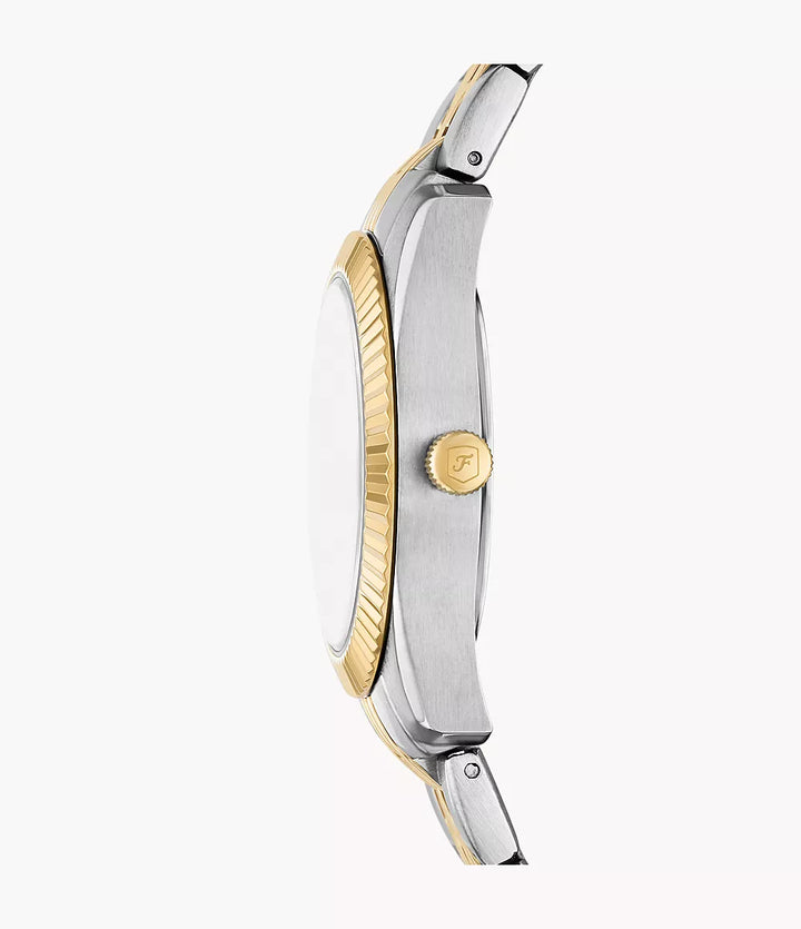 Montre Fossil Scarlette 33mm acier quartz vert finition PVD or jaune ES5388