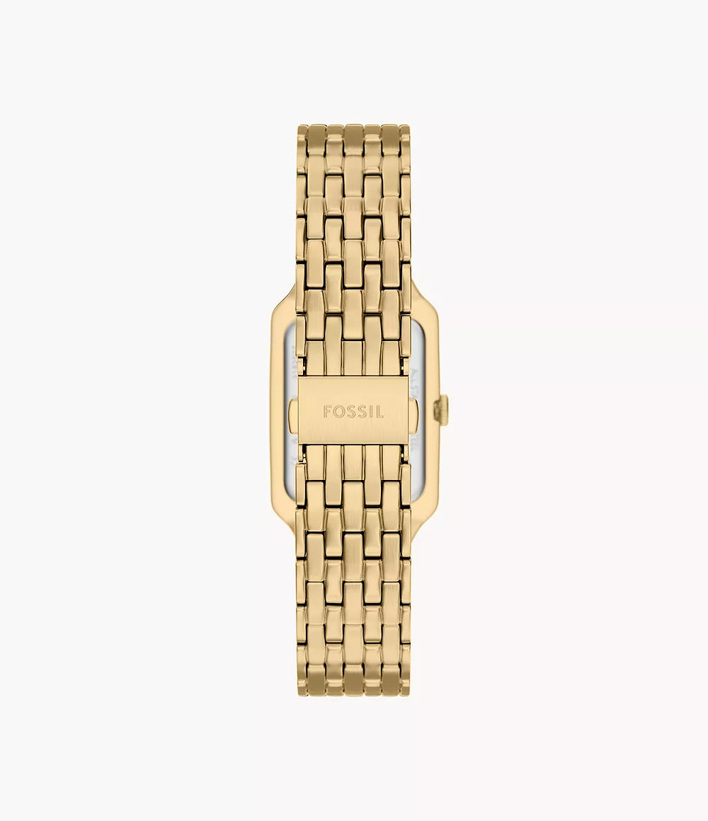 Montre Fossil Raquel 23mm acier quartz vert finition PVD or jaune ES5452