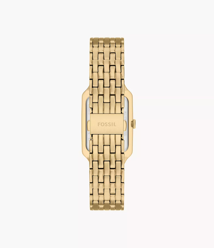 Montre Fossil Raquel 23mm acier quartz vert finition PVD or jaune ES5452