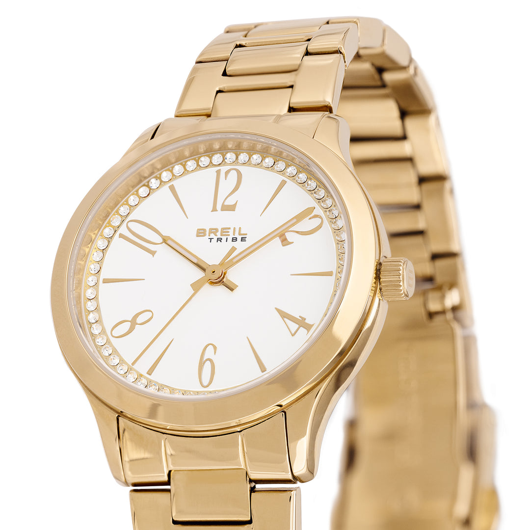 Montre Breil Abby 32mm acier quartz blanc finition PVD or EW0754