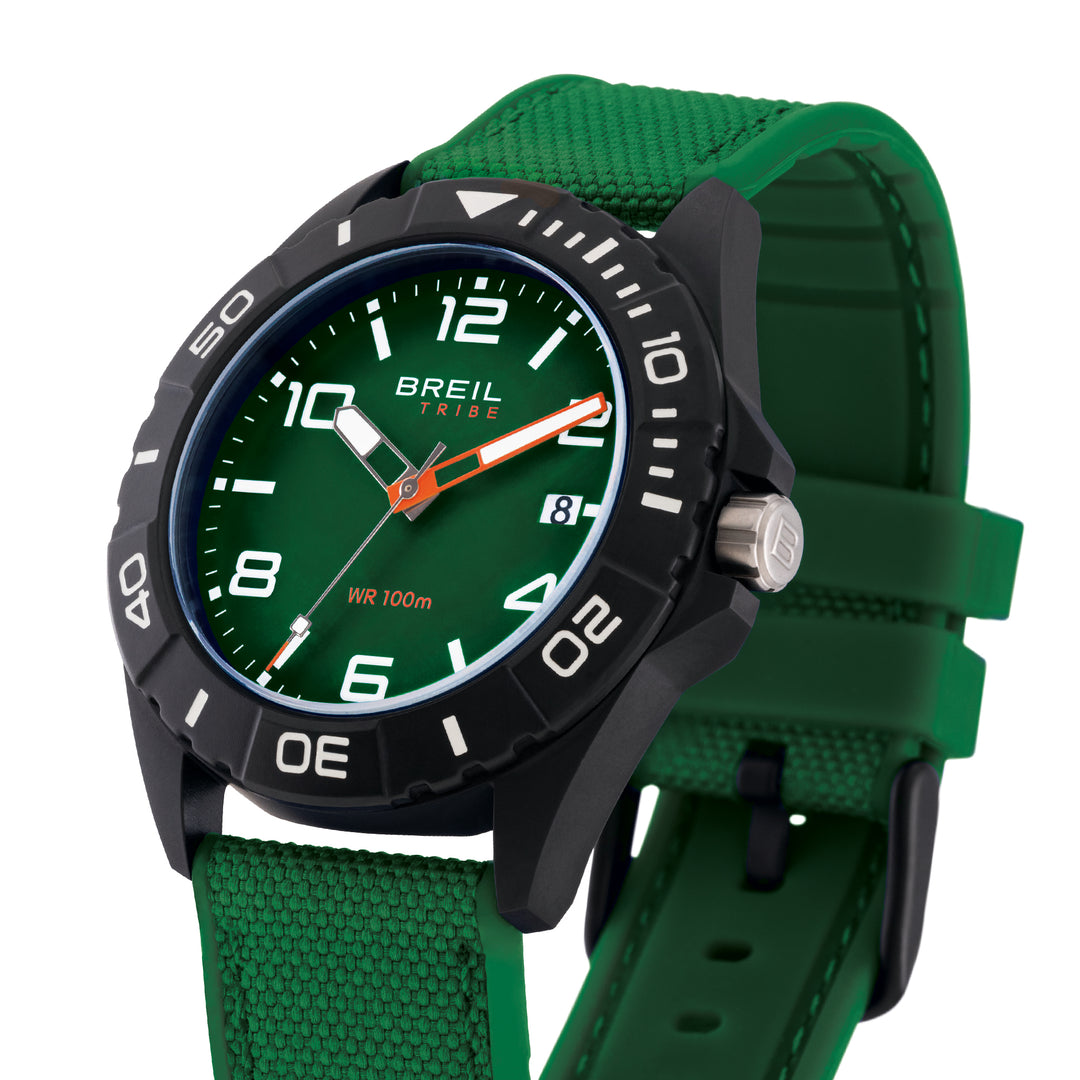Breil-Uhr Black Horizon 42 mm grüner Quarzstahl mit schwarzem PVD-Finish EW0836