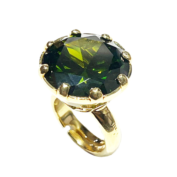Federica Rossi Cocktailring Bronze PVD-Finish 18kt Gold grüner Kristall FR.AN.01