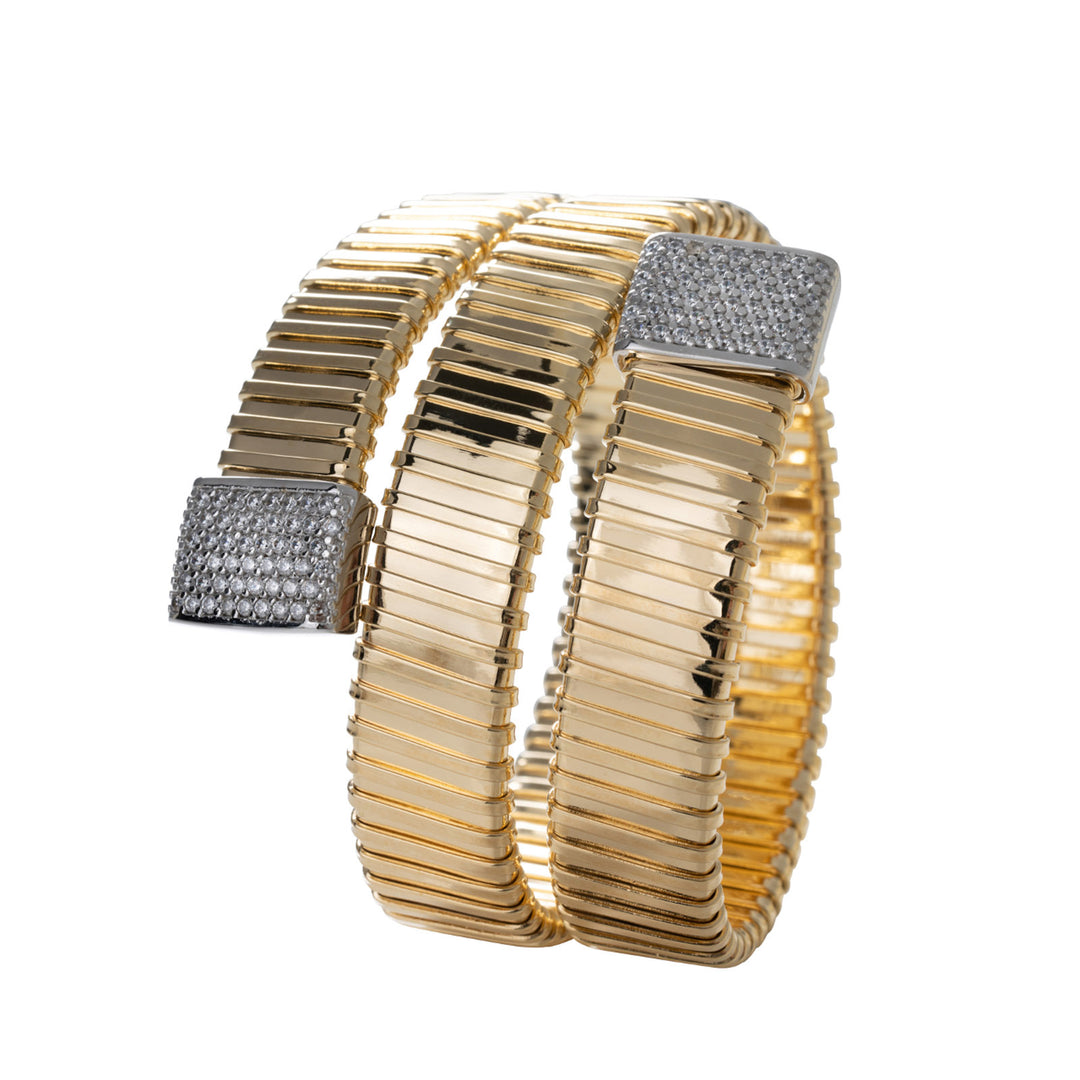 Federica Rossi triple twist bracelet in bronze tubigas mesh with 18kt gold PVD finish FR.BR.28