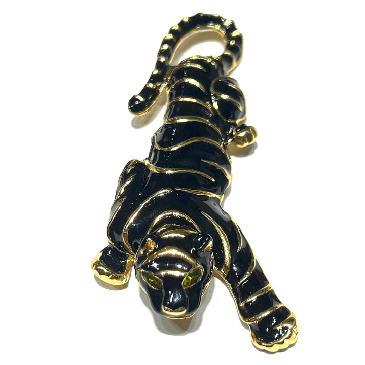 Federica Rossi Panther-Brosche, Bronze, PVD-Finish, 18-karätiges Gelbgold, Emaille FR.SP.04