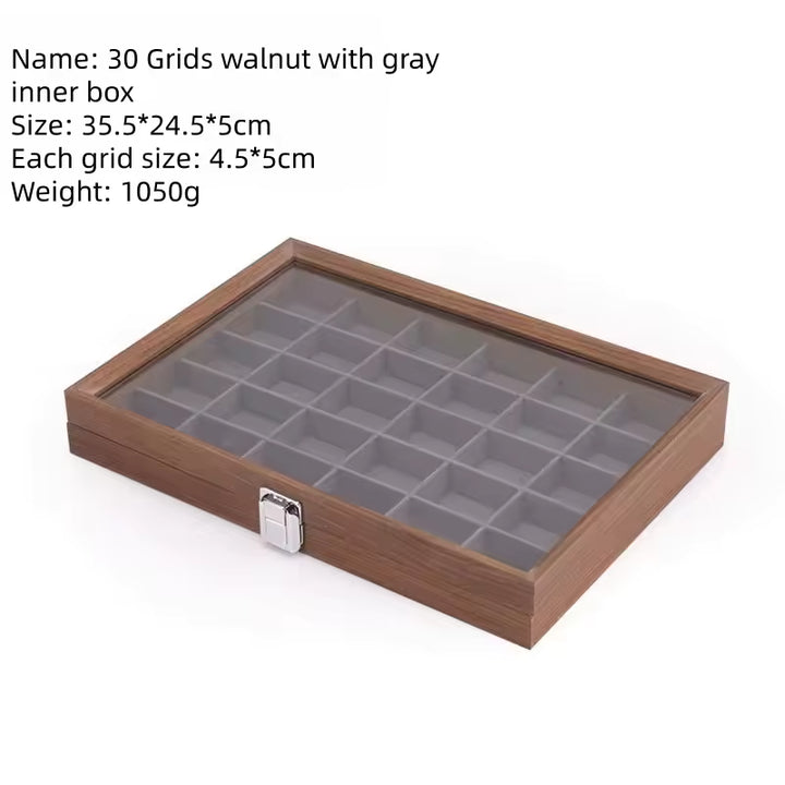 Capodagli boîte à bijoux en bois de noyer 12 compartiments intérieur gris foncé CPD-BOX-12