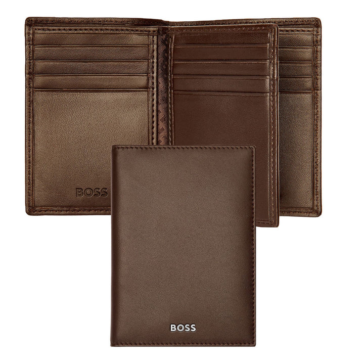 Hugo Boss Porte-cartes à trois volets Classic lisse marron HLF403Y