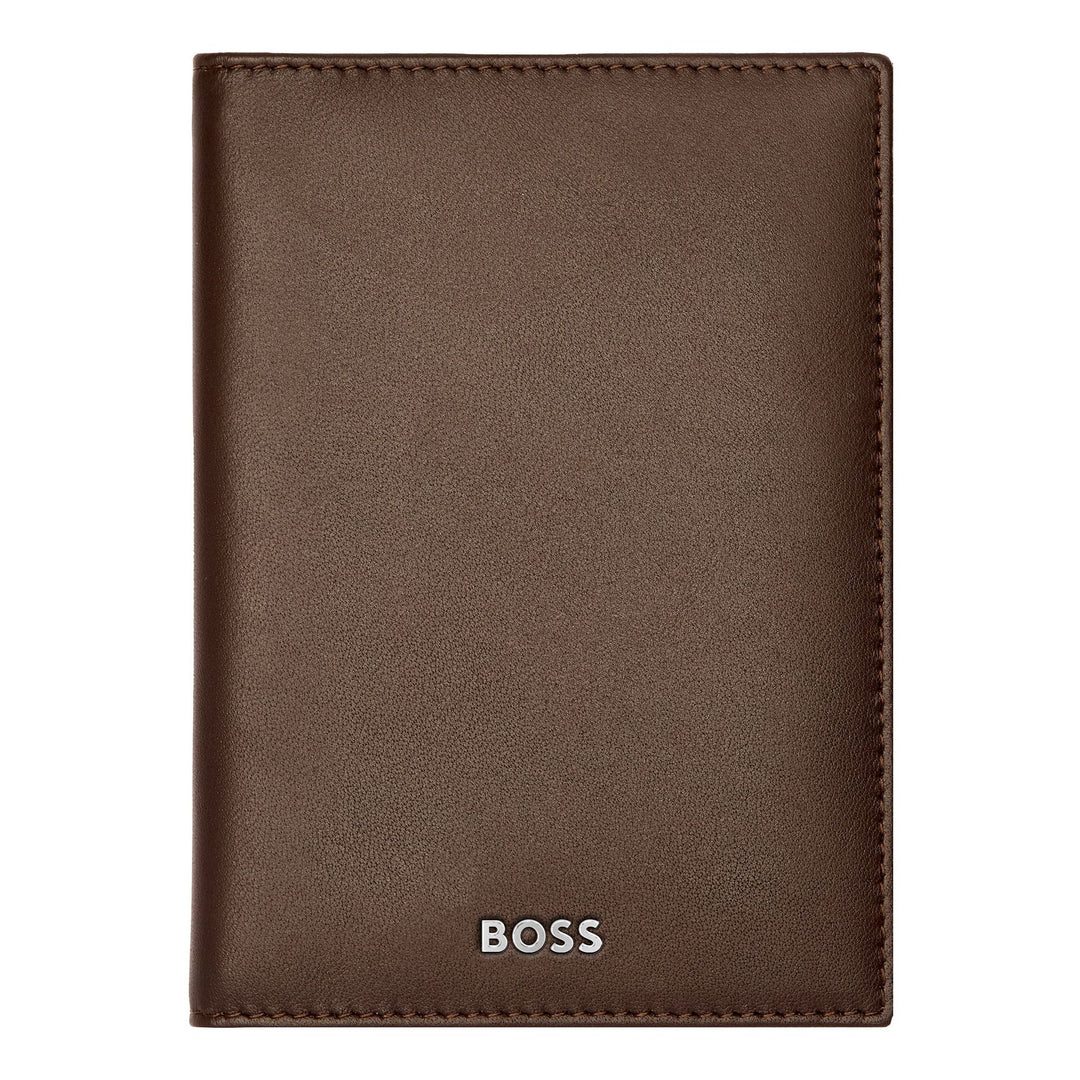 Hugo Boss Porte-cartes à trois volets Classic lisse marron HLF403Y