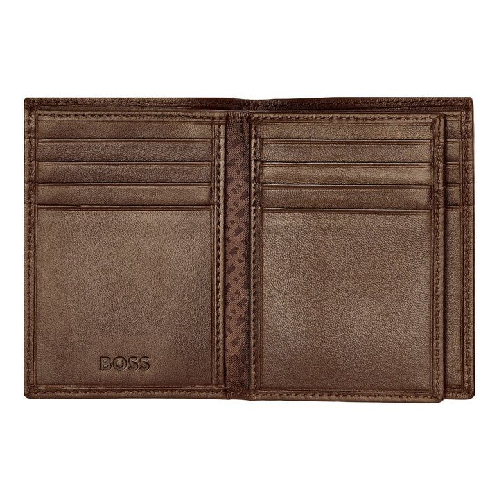 Hugo Boss Porte-cartes à trois volets Classic lisse marron HLF403Y