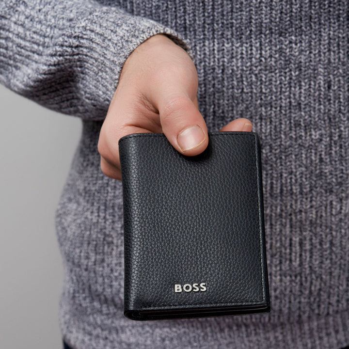 Hugo Boss Porte-cartes avec rabat et poche pour argent Classic Grained Black HLG416A