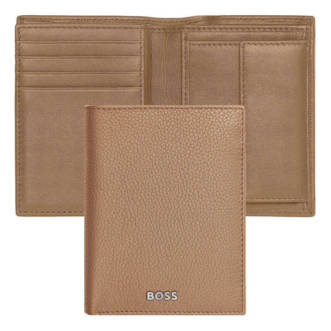 Hugo Boss Card Holder with Flap and Money Pocket Classic Grained Camel HLG416X