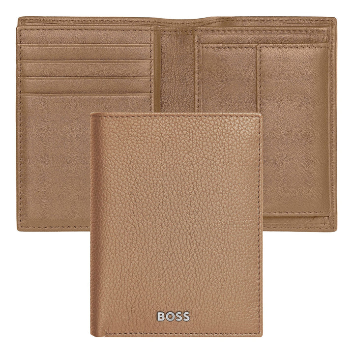 Hugo Boss Card Holder with Flap and Money Pocket Classic Grained Camel HLG416X