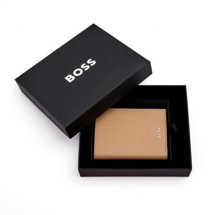 Hugo Boss Card Holder with Flap and Money Pocket Classic Grained Camel HLG416X
