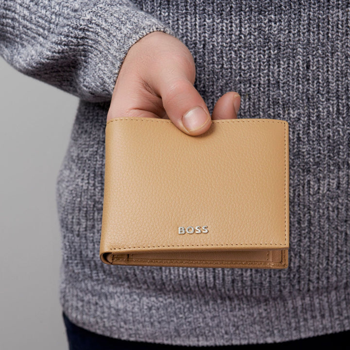 Hugo Boss Portafoglio porta soldi Classico Granulato Cammello HLM416X