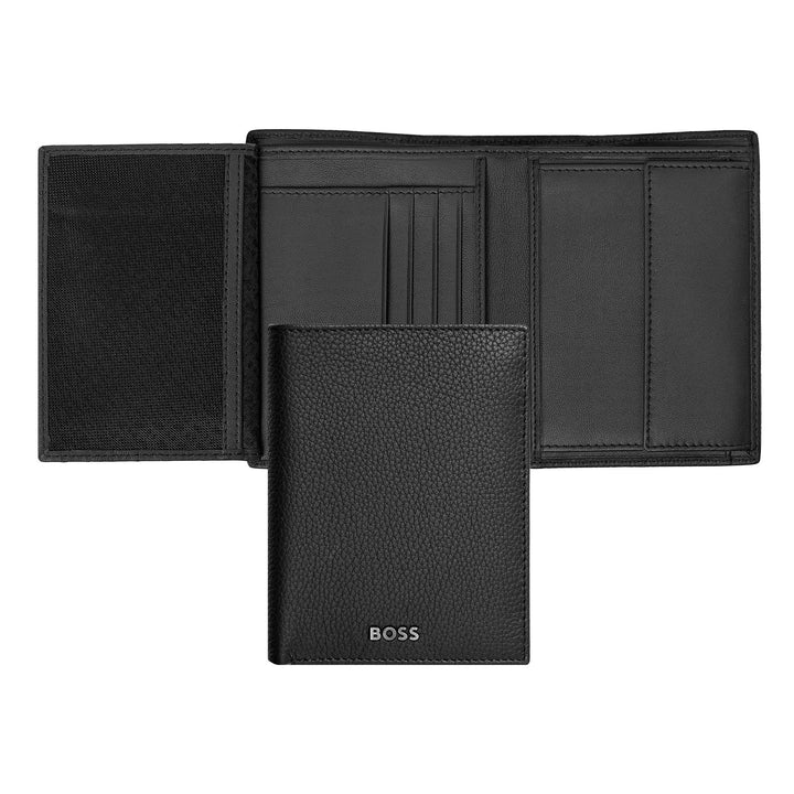 Hugo Boss Portafoglio porta soldi con patta verticale Classico Granulato Nero HLO416A