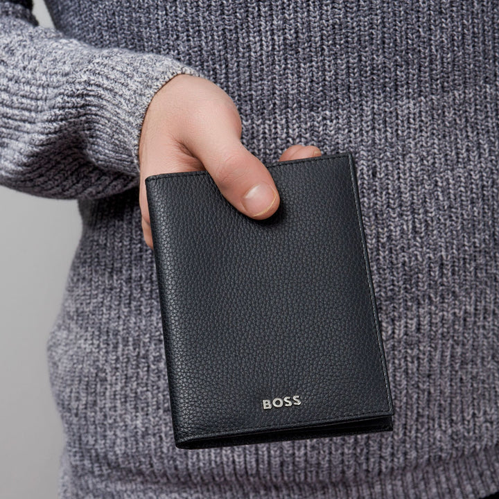 Hugo Boss Portafoglio porta soldi con patta verticale Classico Granulato Nero HLO416A