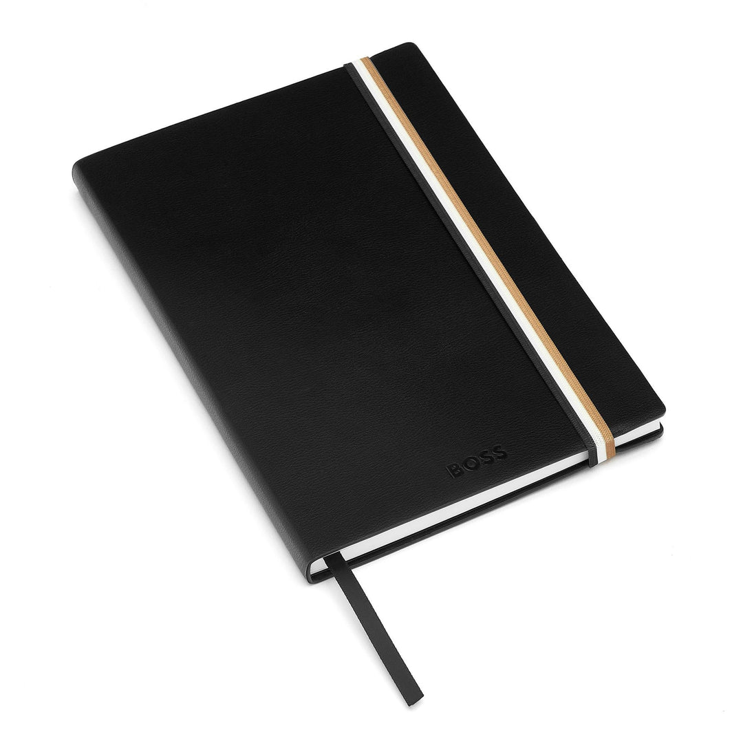 Hugo Boss A5 Iconic Schwarz liniertes Notizbuch HNH321AL