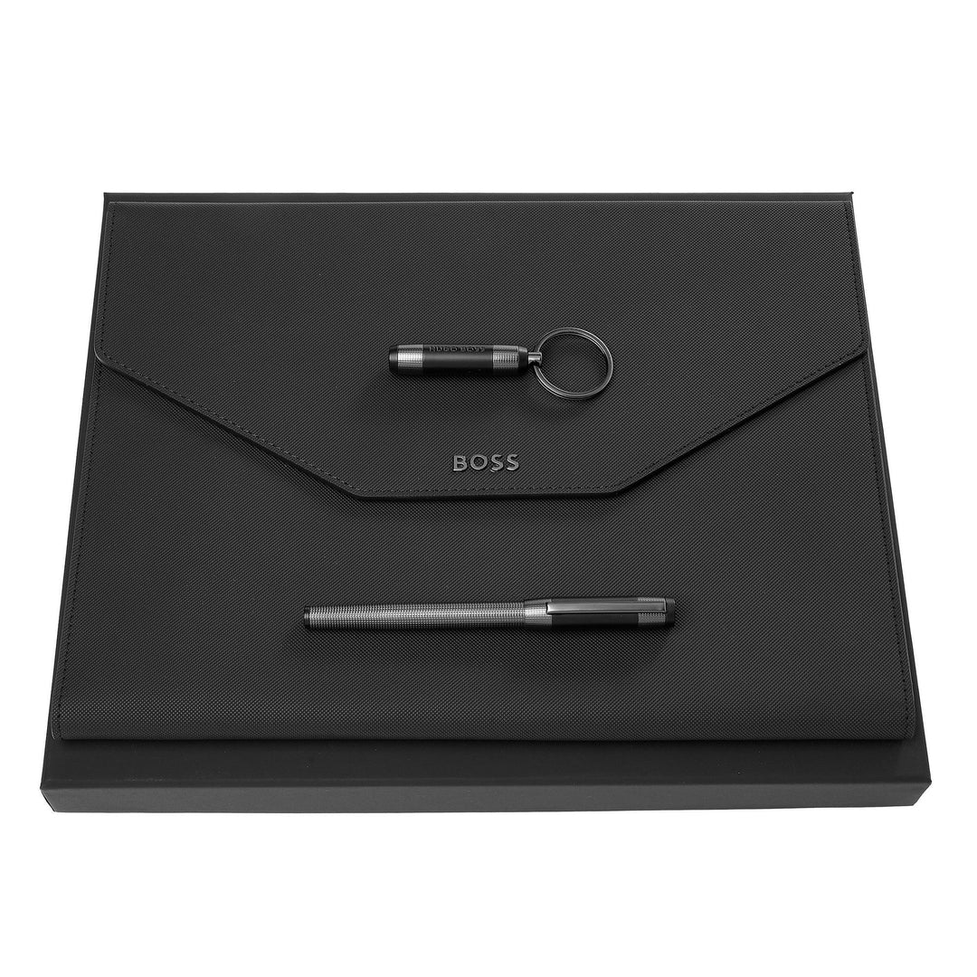 Hugo Boss Set Rive (stylo plume, dossier A4 et porte-clés) HPFKP443D