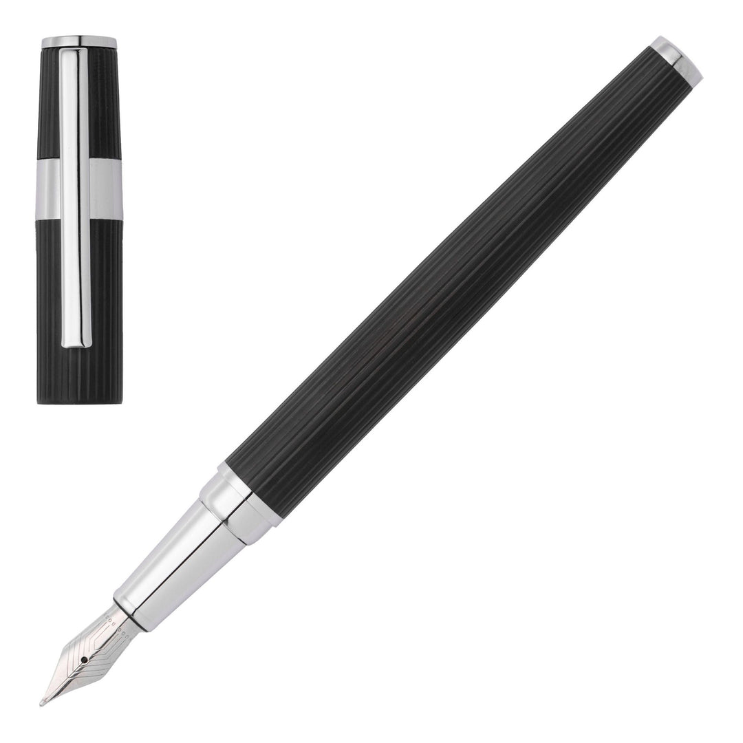 Stylo plume Hugo Boss Gear Pinstripe Noir / Chrome HSV2852A