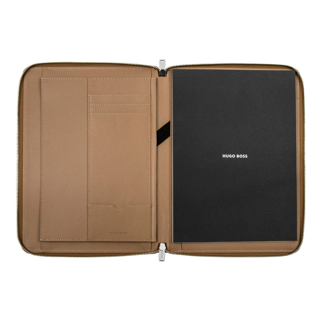 Hugo Boss Pure Iconic A4 zip document folder Camel HTA410X