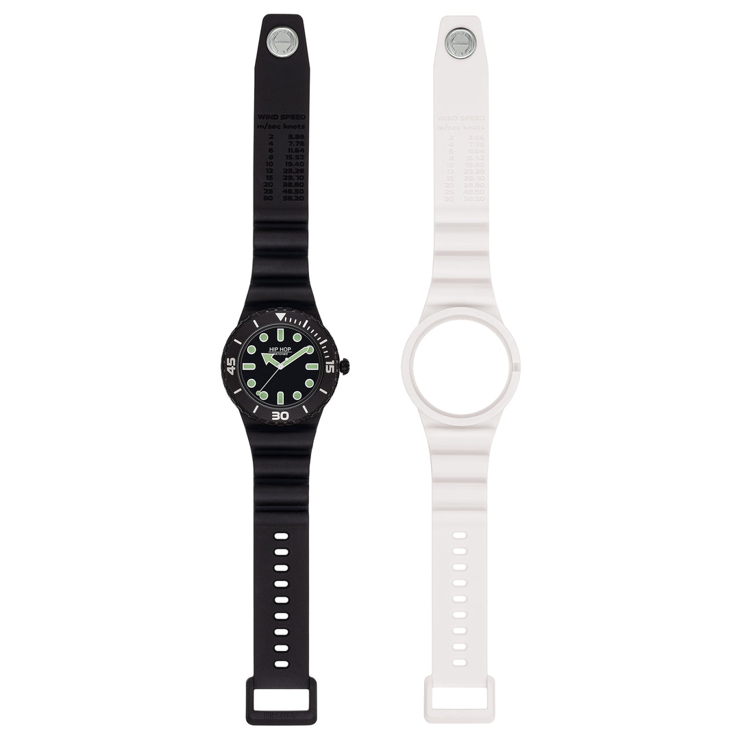 Hip-Hop-Uhr Master Schwarz/Weiß 41 mm HWU1233