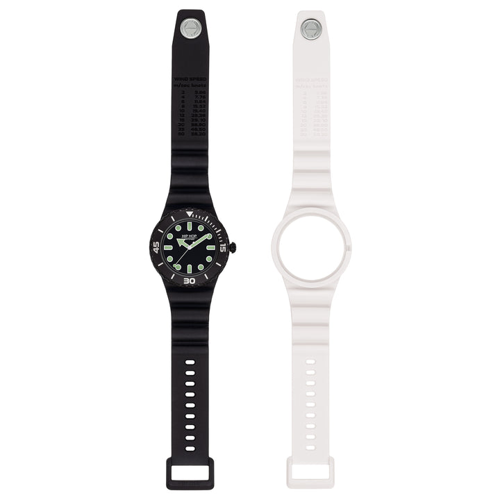Hip-Hop-Uhr Master Schwarz/Weiß 41 mm HWU1233