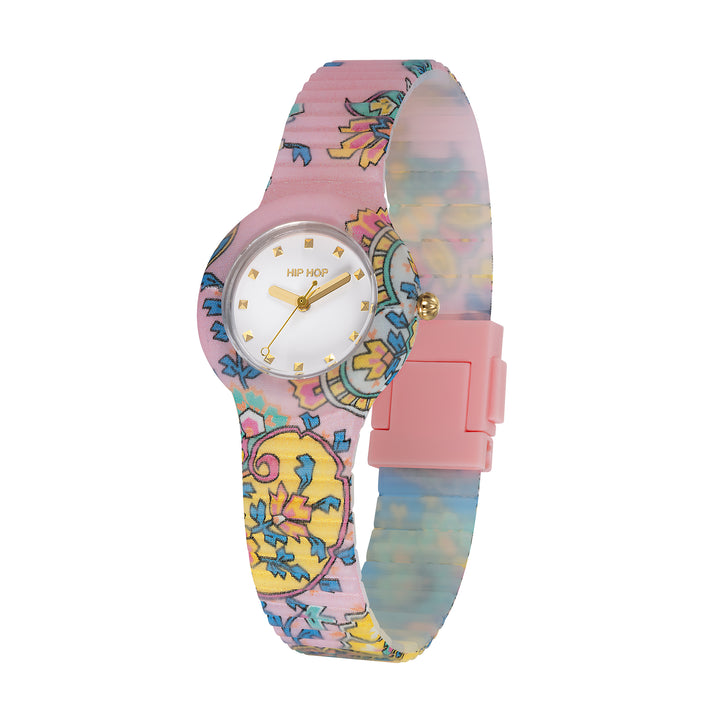 Hip-Hop-Uhr Pink Paisley Kollektion 32 mm HWU1310