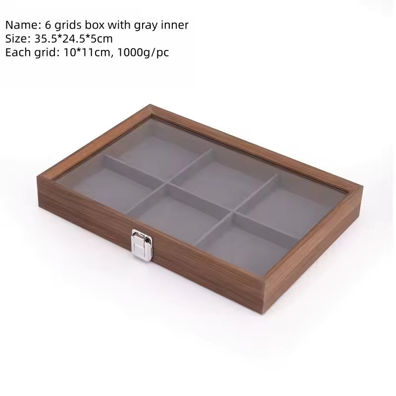Boîte à bijoux en bois de noyer Capodagli avec 6 compartiments, intérieur gris foncé CPD-BOX-6