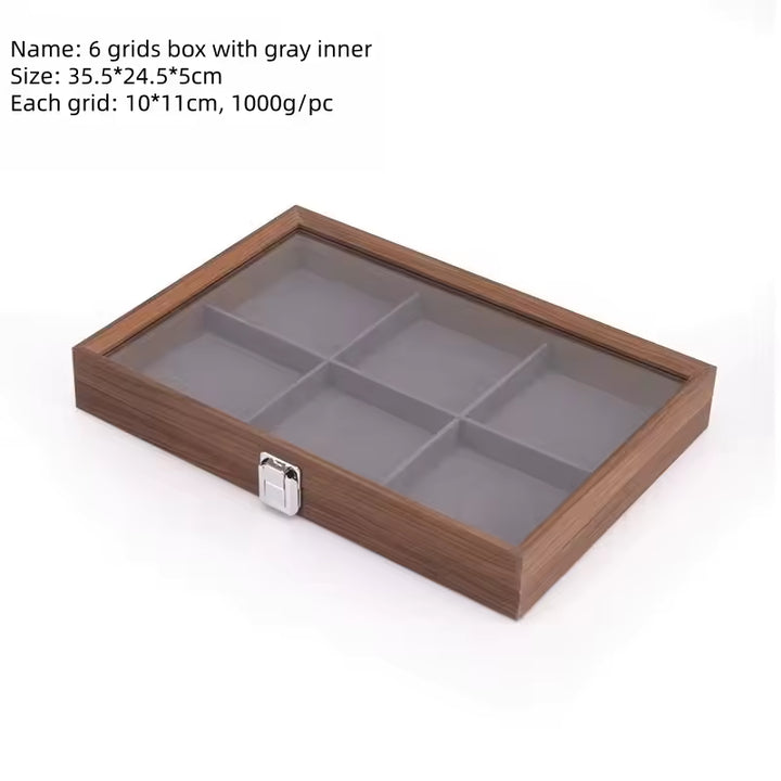 Boîte à bijoux en bois de noyer Capodagli avec 6 compartiments, intérieur gris foncé CPD-BOX-6